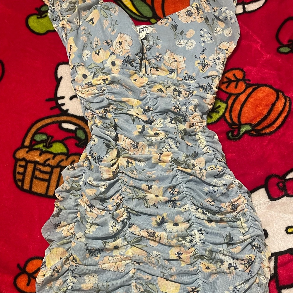 Floral Blue Midi Dress